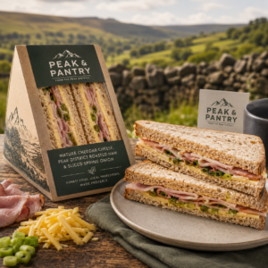 try - Mature Cheddar Cheese, Peak District Roasted Ham & Sliced Spring Onion Sandwich