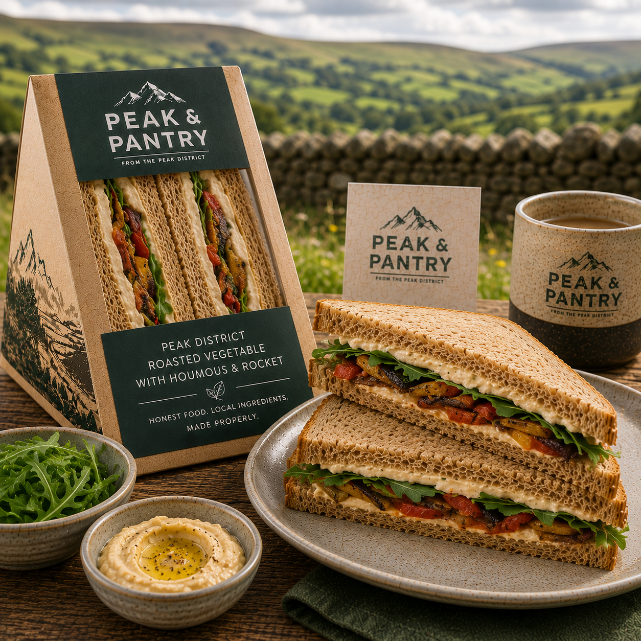 Peak & Pantry 'Peak District Roasted Vegetable with Houmous & Rocket' Sandwich