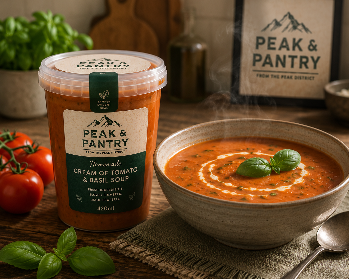Peak & Pantry Homemade Cream Of Tomato & Basil Soup