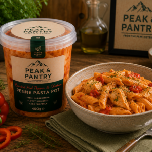 peak and pantry roasted red pepper and chicken pasta pot